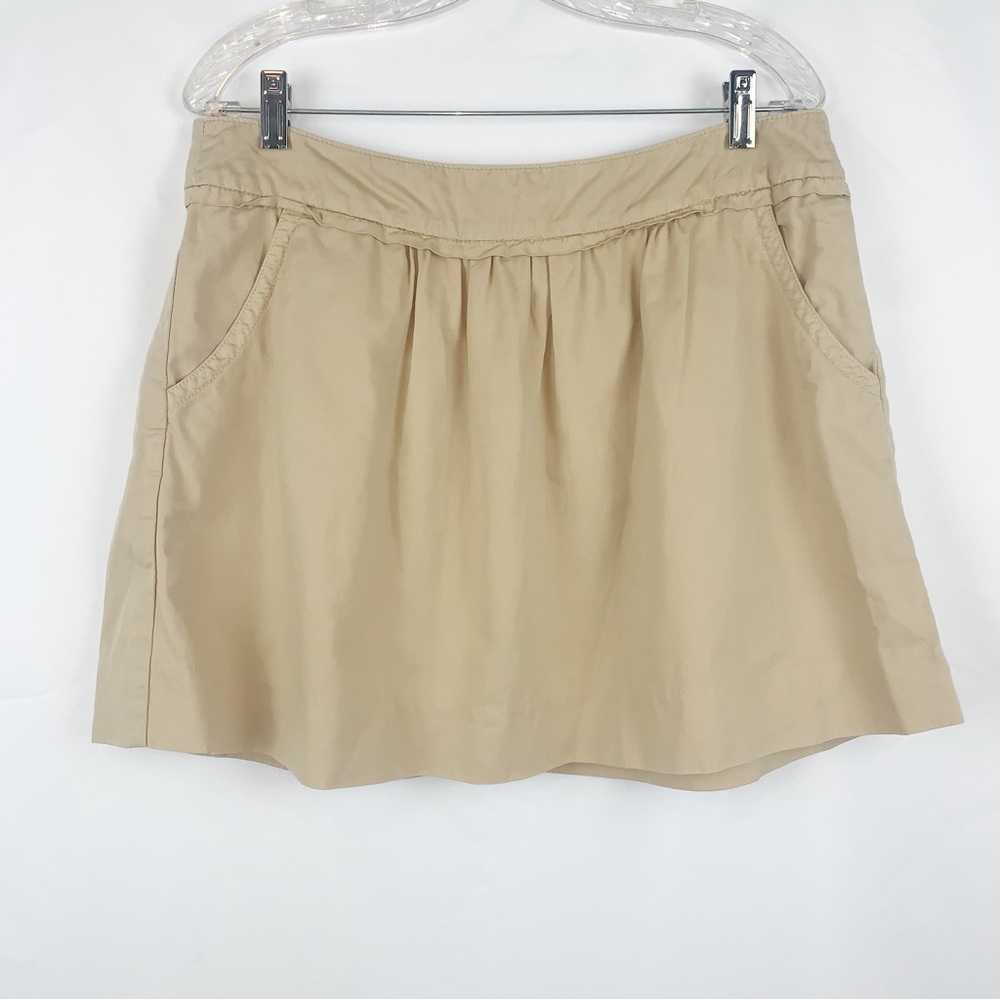 J. Crew Linen Blend Tan Pleated Short Skirt